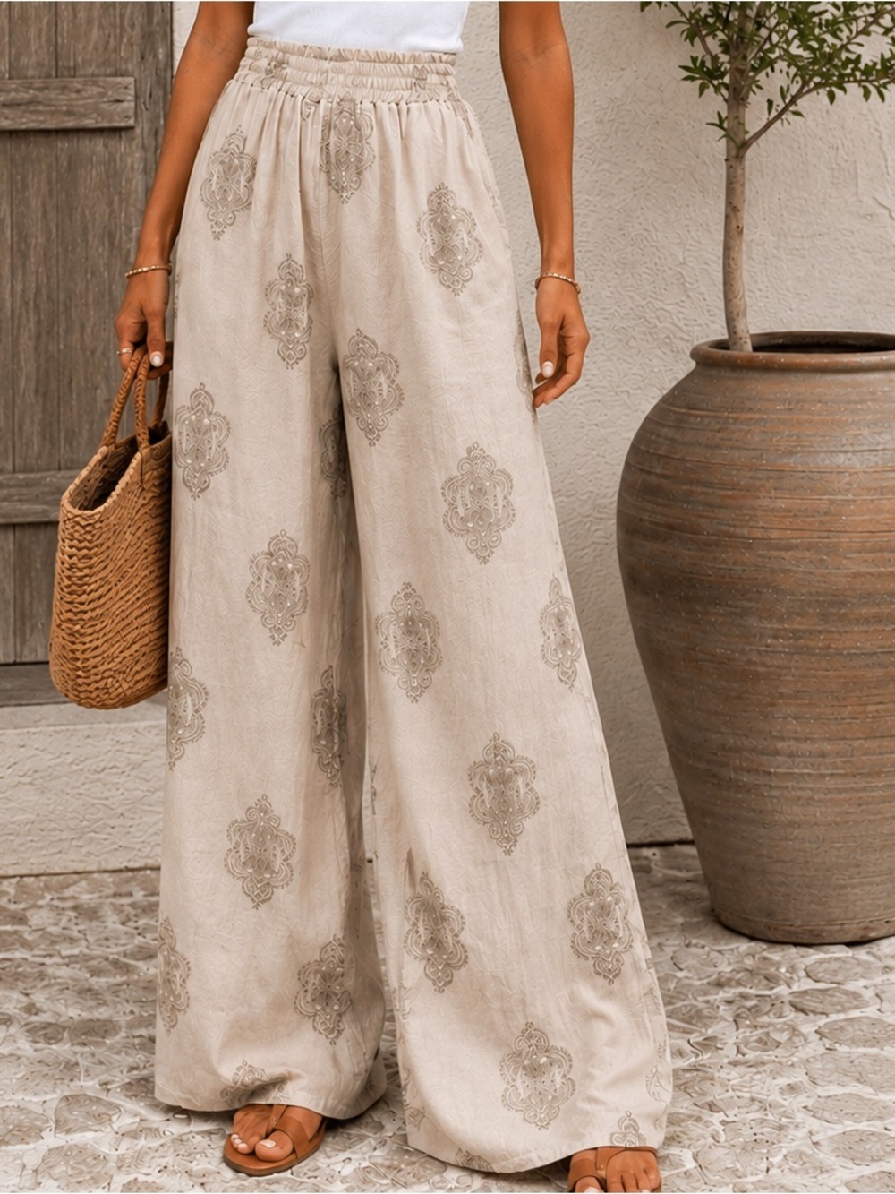 NWOT Made in Italy Linen Blend Wide Leg Pants Small